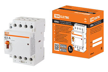 TDM Контактор модульный с ручным управлением КМ63/4-63 4НО 230В АС SQ0213-0107