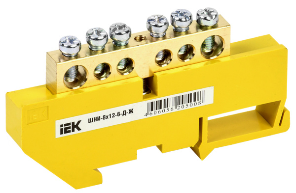 IEK Шина PE земля на DIN-изол ШНИ-8х12-6-Д-Ж