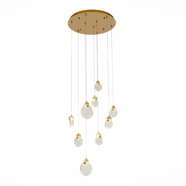 ST LUCE  SL6104.203.09 Светильник подвесной Золотистый/Прозрачный,С пузырьками воздуха LED 9*3W 3000K