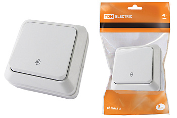 TDM Переключатель на 2 направления 1-кл. открытой установки IP20 10А, белый "Ладога" SQ1801-0005