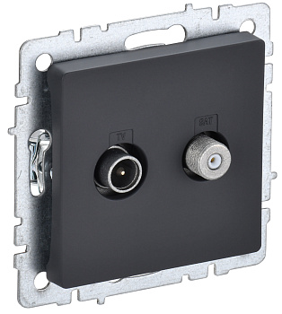 IEK BRITE BASE Графит Розетка двойная TV+SAT РТВ/РСп12-БрГ