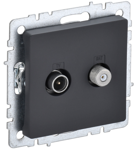 IEK BRITE BASE Графит Розетка двойная TV+SAT РТВ/РСп12-БрГ