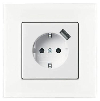 ABB BJB Basic 55 Бел Розетка Schuko 20 EUCBUSB-96-500, 16А, 700мА с устр.заряд.USB 2CKA002011A6196