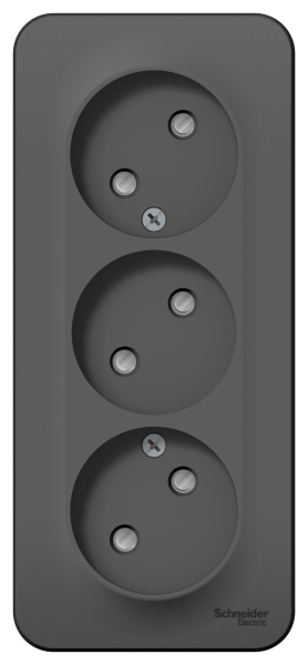 Купить Systeme Electric Blanca наруж Антрацит Розетка 3-ая б/з со шторками 16А,250В, изолир. пластина