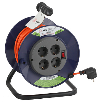 ЭРА RPx-4es-3х1.0-20m Удлинитель силовой на пластиковой катушке c/з 4 гн 20м ПВС 3х1