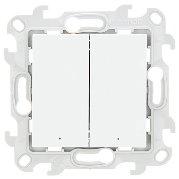 Simon 24 Белый Двухклавишный выключатель с подсветкой 2450392-030