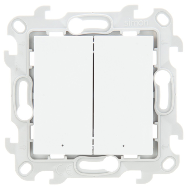 Simon 24 Белый Двухклавишный выключатель с подсветкой 2450392-030