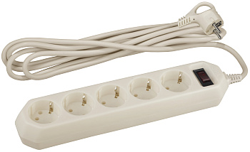 ЭРА USF-5es-3m-I Слоновая кость Сетевой фильтр базовая защита, с/з, с выкл, 5гн, 3м, ПВС, 10А