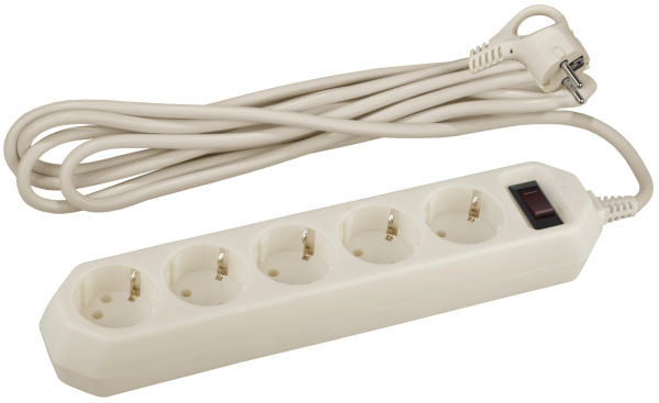 ЭРА USF-5es-3m-I Слоновая кость Сетевой фильтр базовая защита, с/з, с выкл, 5гн, 3м, ПВС, 10А