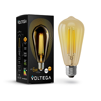 Voltega VG10-ST64Gwarm6W Колба ST64 GOLD 6W Е27 2800К 5526