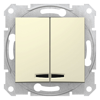SE Sedna Беж Выключатель 2-клавишный с подсветкой 10А (сх 5) SDN0300347