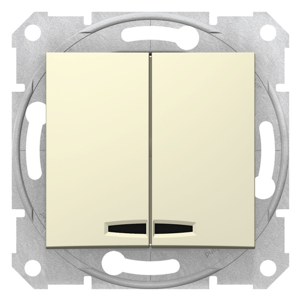 SE Sedna Беж Выключатель 2-клавишный с подсветкой 10А (сх 5) SDN0300347