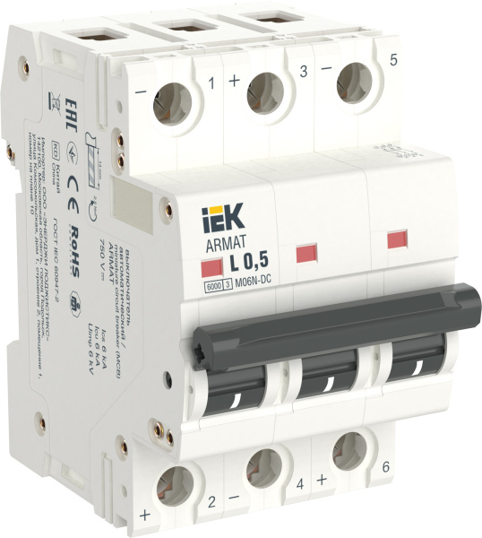 IEK ARMAT Автоматический выключатель M06N-DC 3P Z 6А AR-M06N-3-Z006DC