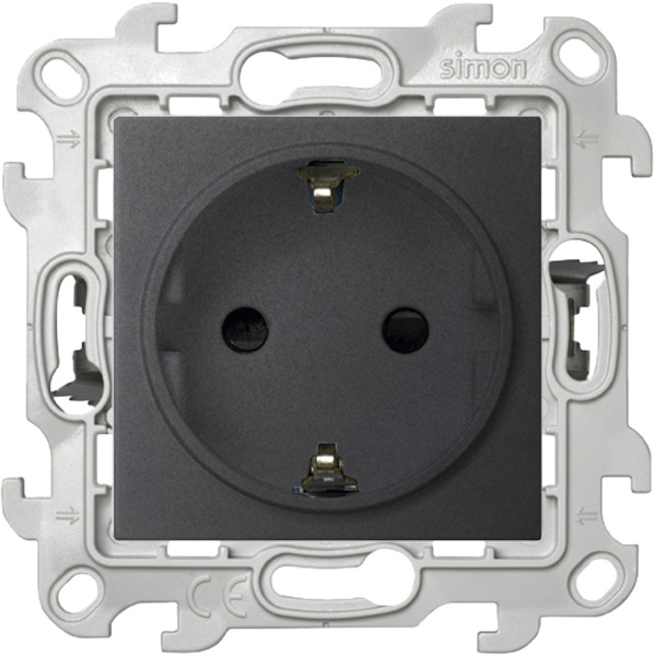 Купить Simon 24 Графит Розетка 2К+3 с защитными шторками Push&Go 2420432-038