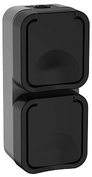 IEK TORS Розетка 2-ая с з/к кр. верт. 16А IP55 TS132 графит