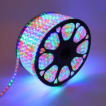 REXANT LED лента 220В, 10*7 мм, IP65, SMD 2835, 60 LED/m RGYB (МУЛЬТИ), бухта 100 м 142-609