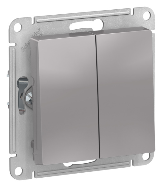 Купить Systeme Electric AtlasDesign Алюминий Переключатель 2-клавишный сх.6, 10АХ, механизм