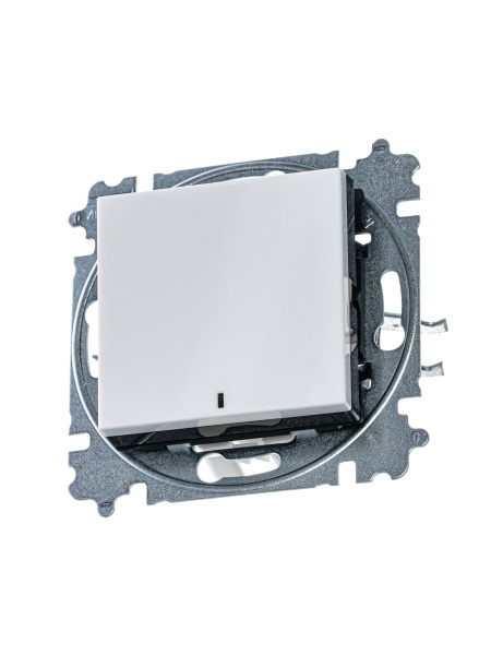 ABB EPJ Levit белый / дымчатый чёрный Переключатель 1-кл, с ориент, подсветкой 2CHH590646A6062