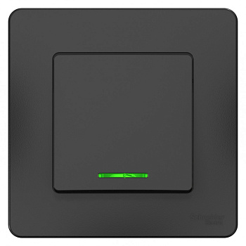 Systeme Electric Blanca внутр Антрацит Переключатель 1-клавишный с подсветкой, 10А, 250B