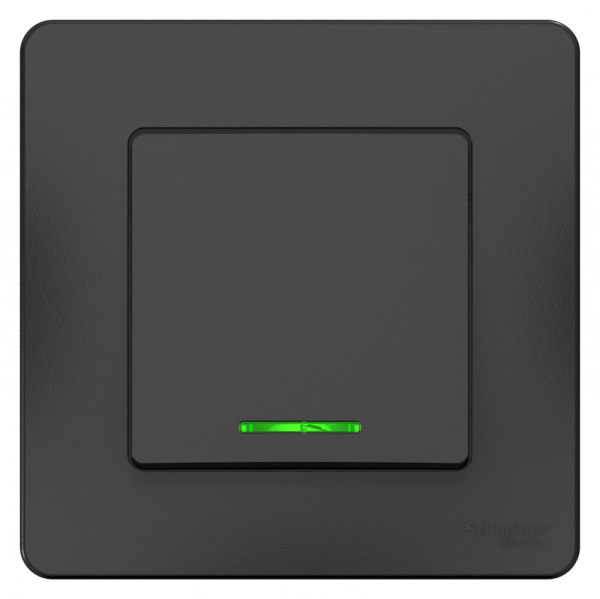 Systeme Electric Blanca внутр Антрацит Переключатель 1-клавишный с подсветкой, 10А, 250B