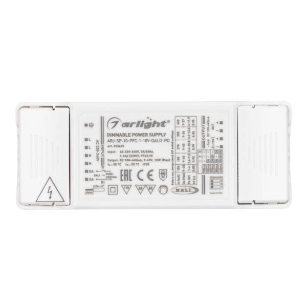 Купить Arlight Блок питания ARJ-SP-10-PFC-1-10V-DALI2-PD (10W, 100-440mA) (IP20 Пластик, 5 лет) 033690