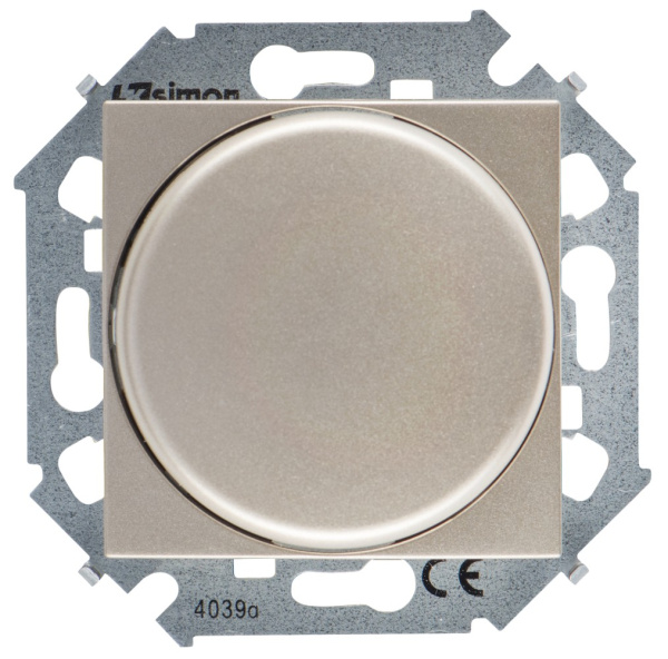 Simon 15 Шампань Светорегулятор поворотно-нажимной, проходной, 500Вт 230В,винт.зажим 1591790-034