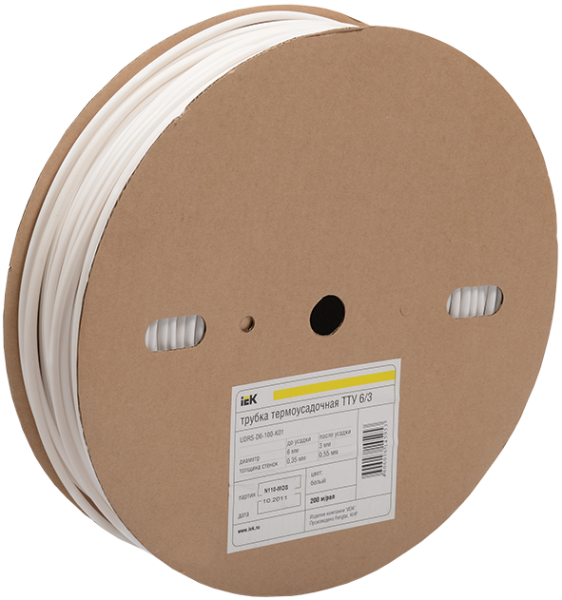 Купить IEK Трубка термоусадочная ТТУ нг-LS 12/6 желтая 100м/упак