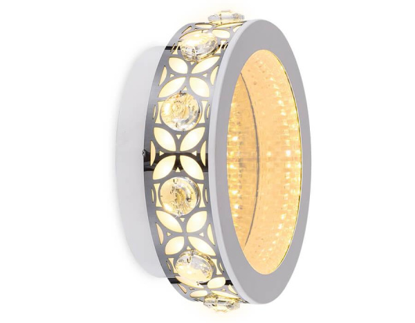 Купить Ambrella Настенно-потолочный светодиодный светильник с хрусталем FA9420 WH/CH белый/хром 3000K 16W D200*80