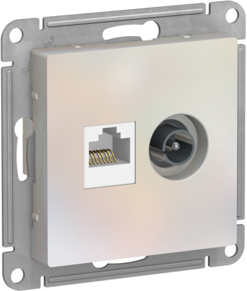 Systeme Electric AtlasDesign Жемчуг Розетка двойная комп+ТВ, RJ45+TV, кат.5E, механизм