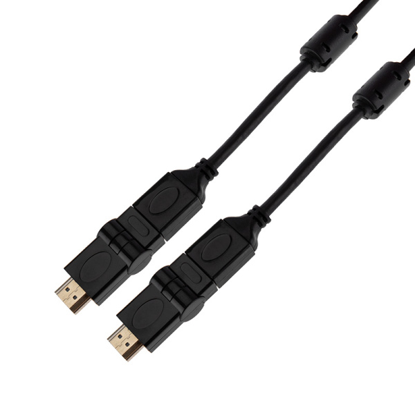 Шнур HDMI - HDMI gold 2М с фильтрами угловой 360° Rexant 17-6204-3