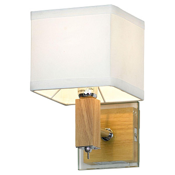 Lussole Бра Montone металл/ дерево/ стекло/ ткань белый 1*Е14 GRLSF-2501-01