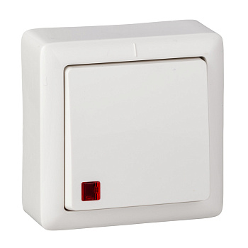 Systeme Electric Wessen ХИТ наруж Бел Выключатель 1-клавишный с подсветкой 6А, 250В