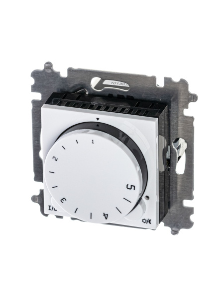 Купить ABB EPJ Levit белый / дымчатый чёрный Терморегулятор универсальный, с поворотной ручкой, 16A, белый/дымчатый чёрный 2CHH920003A6062