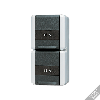 JUNG Двойная горизонтальная SCHUKO розетка IP44 16A 250V~ 8220KINAW