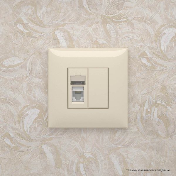 Купить DKC Компьютерная розетка RJ-45 в стену, кат.5e одинарная, "Avanti","Ванильная дымка"