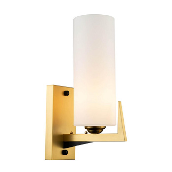 Favourite 2623-1W настенный светильник Каркас цвета латунь с элементами черного цвета, плафон из белого матового стекла