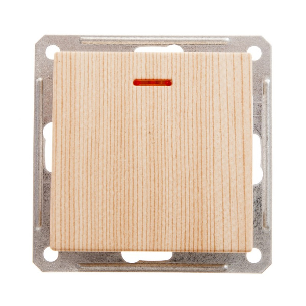 Купить SE Wessen 59 Сосна Выключатель 1-клавишный с подсветкой 16А (сх.1) VS116-153-7-86