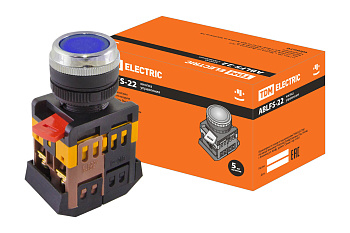 TDM Кнопка ABLFS-22 синий d22мм неон/230В 1з+1р SQ0704-0011