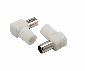 Разъем штекер TV без пайки Белый Угловой Rexant 05-2061