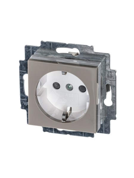 ABB EPJ Levit кофе макиато / белый Розетка с заземлением со шторками, 2CHH203457A6018