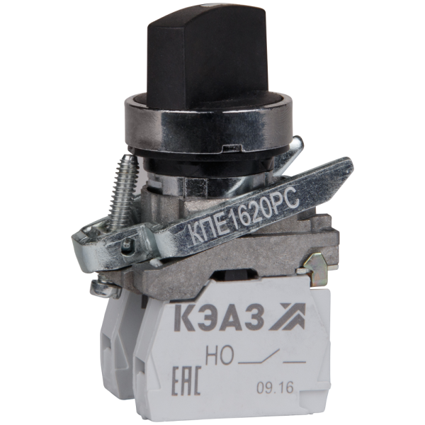 КЭАЗ Переключатель КПЕ1620РС-черный-2но+0нз-ручка-фикс-2поз-IP65