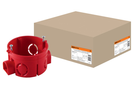 TDM Установочная коробка СП D68х42мм, саморезы, стыковочные узлы, красная, IP20, SQ1402-1116