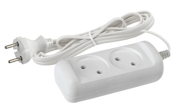 ЭРА UX-2-3m Удлинитель без заземления, 2x0.75мм2, ШВВП, 2гн, 3м