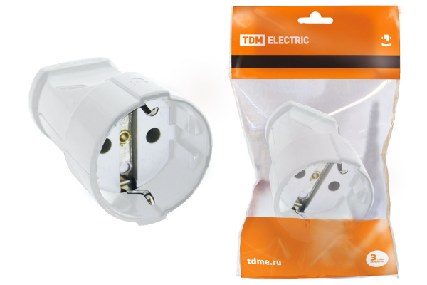 TDM Кабельная розетка 2П+З 16А 250B белая SQ1806-0131