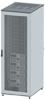 DKC Напольный 19" IT-корпус ДКС серии CQE 42U 600х2000х600, двери перфорированная+перфорированная, панели для крыши, кабельный ввод,RAL7011/7035