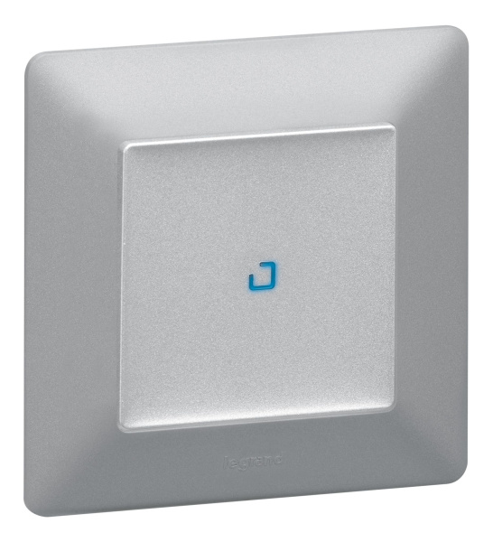 Купить Legrand Valena LIFE Алюм Клавиша 1-ая с подсветкой/индикацией (голубая линза в центре) 755102
