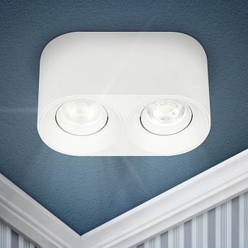 ЭРА Светильник настенно-потолочный спот OL25-2 WH MR16/GU5.3, белый, поворотный