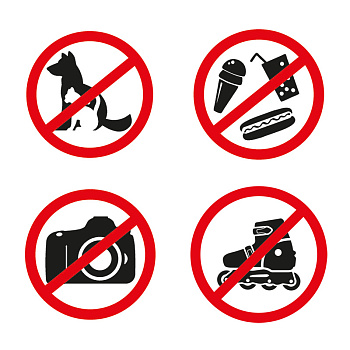 Наклейки запрещающие знаки «Набор наклеек 4 шт. мини- d 9 см» 200х200 мм Rexant 56-0040-9