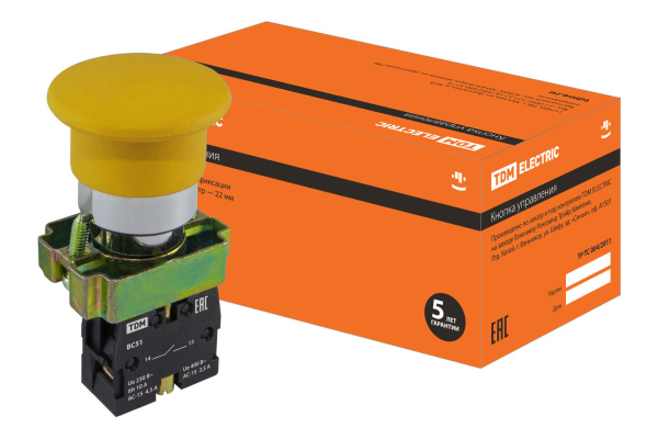 TDM Кнопка BС51 "Грибок" без подсветки желтый 1з SQ0704-0045