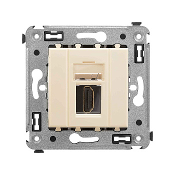 DKC HDMI розетка одинарная в стену, тип А-А, "Avanti", "Ванильная дымка"